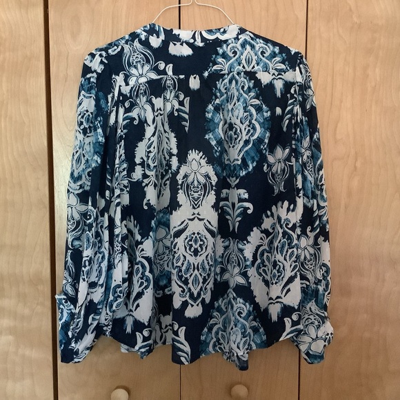 Brand new Haute Hippie blue and white print blouse - Picture 3 of 7